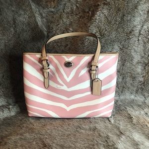 TINY Coach Pink Zebra Stripe Purse! TAGS STILL ON!